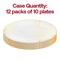 White with Gold Antique Floral Round Disposable Plastic Dinner Plates - 10.25" (120 Plates)